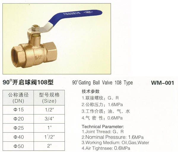 WM-001 90°開啟球閥108型